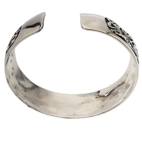 Sterling Silver Oxidized Spiral Cut Out Wide Cuff Bracelet #20760 - Picture 5 of 10